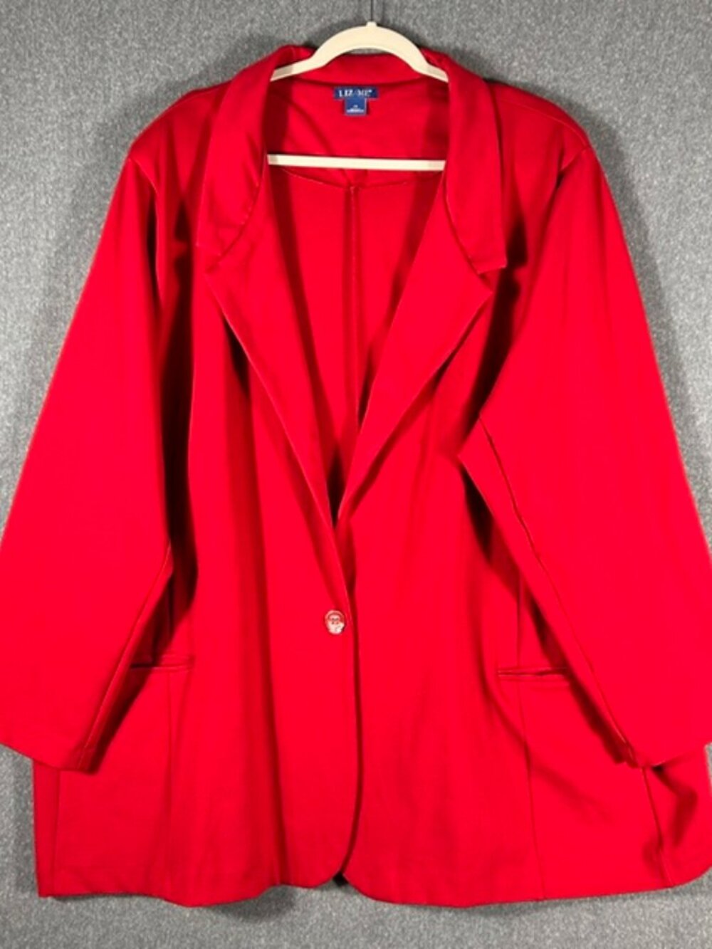 LIz & Me Plus Sz Blazer Womens Sz 4X Red Pockets & Shoulder Pads Suit Jacket